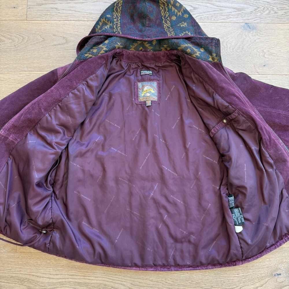 Adventure Bound Wilsons‎ Purple Suede Leather Southwestern Hooded Jacket Medium - Picture 9 of 11